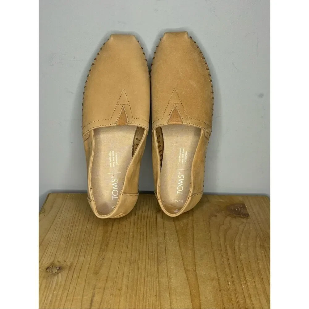 TOMS Women's Alpargata 3.0 Leather‎ Slip On Espadrille Shoes Honey Size 5.5W